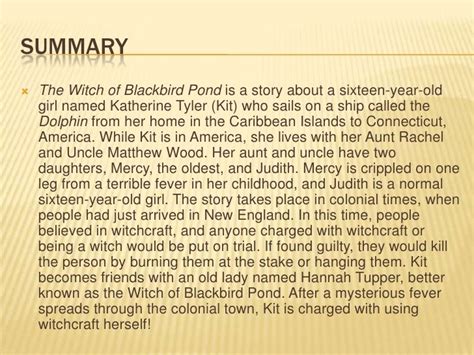 Analyzing the Character Development in 'The Witch of Blackbird Pond' with Sparknotes